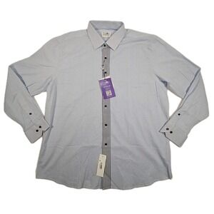 Tayion Slim Fit Blue Stripe Dress Shirt 17–17.5 34/35 Cotton Stretch NWT